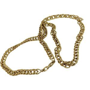 Napier Polished Gold Tone Curb Long Chain Necklace 30" Layered Heavy